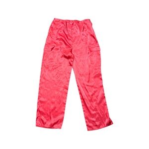 Thalia Sodi Fuchsia Pink Satin Cargo Pants - Women's Size Medium - Elastic Waist